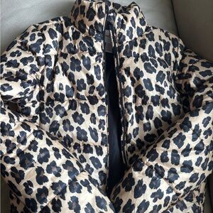 Joe Fresh Jillian Harris Collection Black and Tan Leopard Puffer Jacket Size Lg